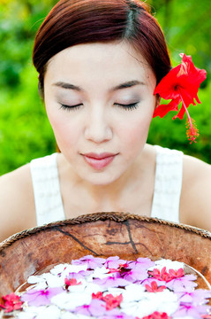 女人與Flowers