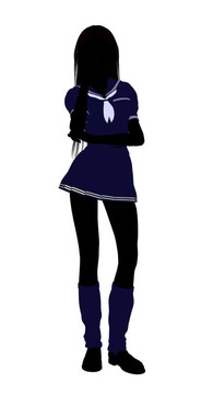 女孩插畫剪影