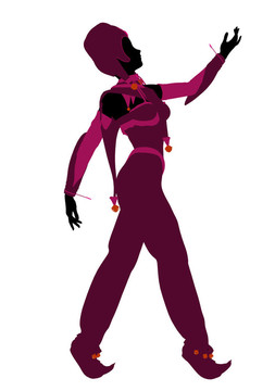 女小丑插圖剪影
