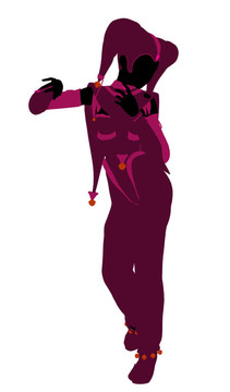 女小丑插圖剪影