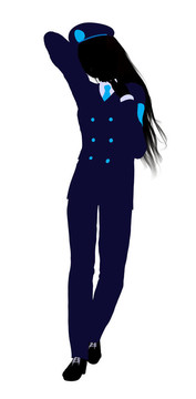 女孩插畫剪影