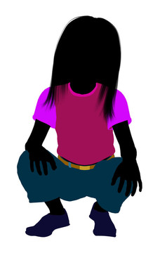 高加索女孩插圖剪影
