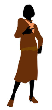 保守女性插畫剪影