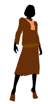 保守女性插畫剪影