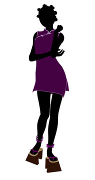 非洲裔美國人的藝妓插畫剪影