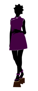 非洲裔美國(guó)人的藝妓插畫(huà)剪影