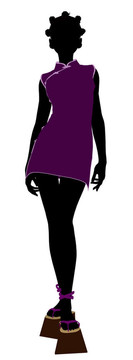 非洲裔美國(guó)人的藝妓插畫剪影