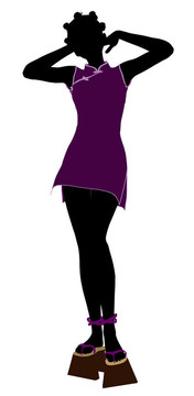 非洲裔美國(guó)人的藝妓插畫(huà)剪影