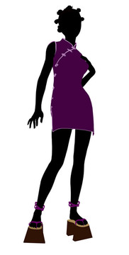 非洲裔美國(guó)人的藝妓插畫剪影