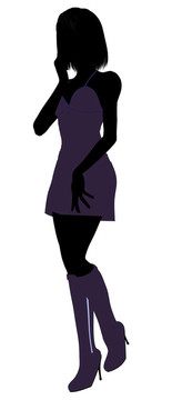 時(shí)尚女孩插畫silhouette2