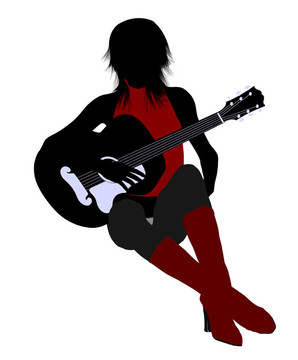 女性音樂家插圖剪影