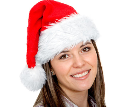 帶Santa帽子的女孩