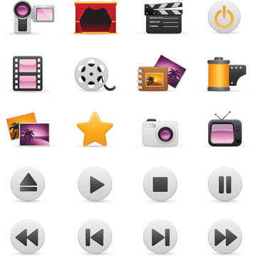 視頻和Photo Icon Set