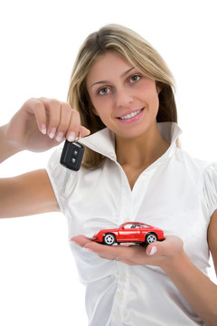 女商人的廣告銷售的汽車