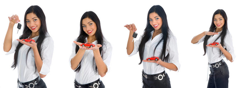 女商人的廣告銷售的汽車