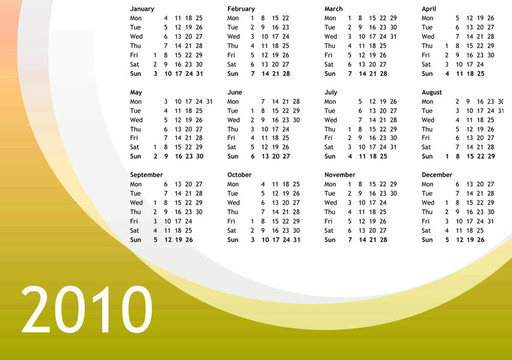 2010年的日歷