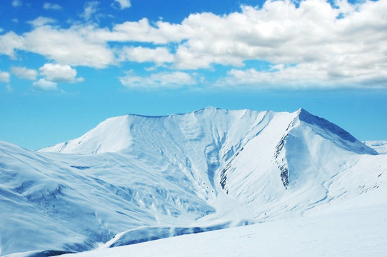 在冬天的雪下的高山