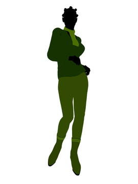 非洲裔女性辦公室插圖剪影