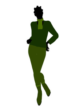 非洲裔女性辦公室插圖剪影