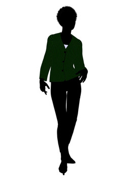 非洲裔女性辦公室插圖剪影