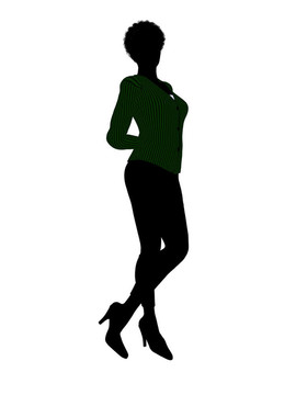 非洲裔女性辦公室插圖剪影