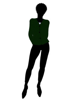非洲裔女性辦公室插圖剪影