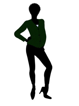 非洲裔女性辦公室插圖剪影