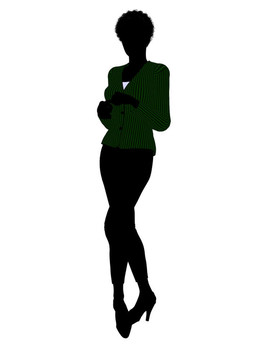 非洲裔女性辦公室插圖剪影