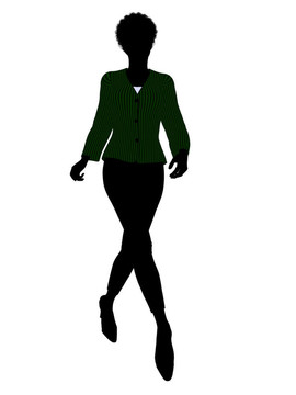 非洲裔女性辦公室插圖剪影