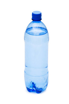 在白色的瓶子上隔離的水