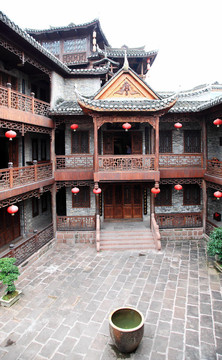 在中國的庭院，在鳳凰古城的房子