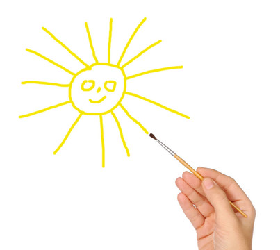 用刷子畫太陽