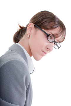 一位戴眼鏡的商務女士的肖像
