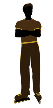 非洲裔美國(guó)男性溜冰的剪影