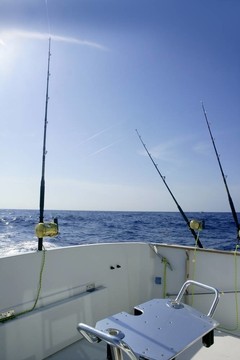 釣魚(yú)船捕魚(yú)，在鹽水