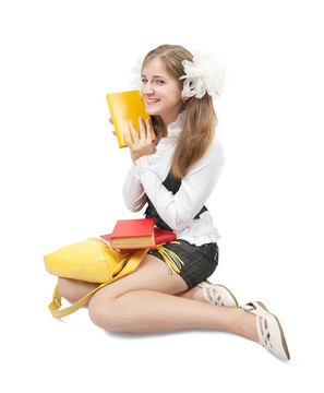 帶書(shū)的年輕女孩