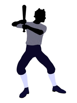 非洲裔美國(guó)棒球選手插畫(huà)剪影