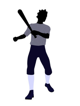 非洲裔美國(guó)棒球選手插畫(huà)剪影