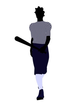 非洲裔美國(guó)棒球選手插畫(huà)剪影
