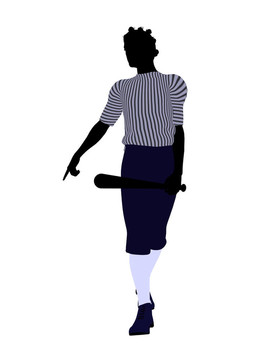 非洲裔美國(guó)棒球選手插畫(huà)剪影