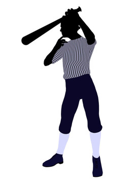 非洲裔美國(guó)棒球選手插畫剪影