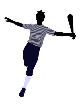 非洲裔美國(guó)棒球選手插畫(huà)剪影