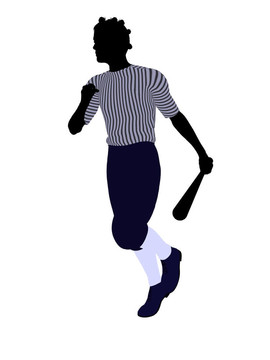 非洲裔美國(guó)棒球選手插畫(huà)剪影