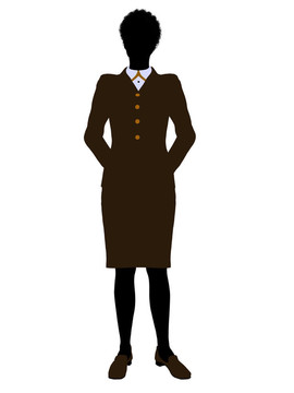 非洲裔女性辦公室插圖剪影