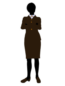 非洲裔女性辦公室插圖剪影