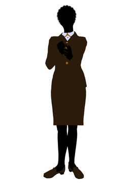 非洲裔女性辦公室插圖剪影