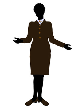 非洲裔女性辦公室插圖剪影