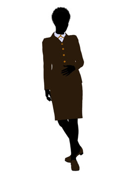 非洲裔女性辦公室插圖剪影