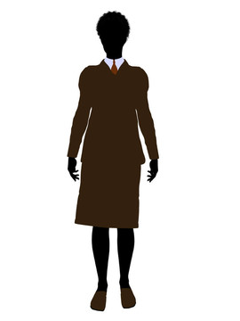 非洲裔女性辦公室插圖剪影