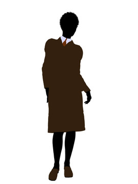 非洲裔女性辦公室插圖剪影